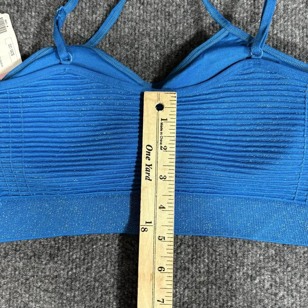 Anemone Bra Womens One Size Blue Glitter Seamless Stretch Wireless Bralette New